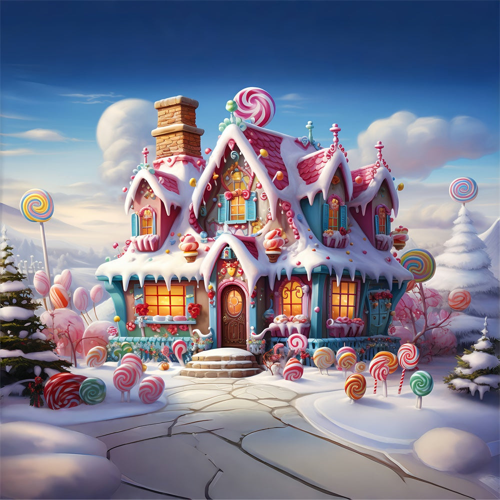 Christmas Candy House Wonderland Backdrop RR7-832