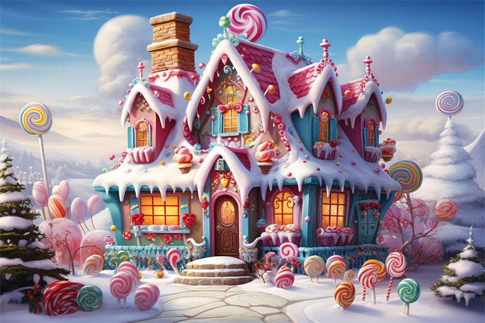 Christmas Candy House Wonderland Backdrop RR7-832