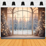 Christmas Tree Window Snow Forest Backdrop RR7-833