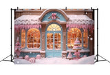 Pink Candy Store Snowflake Christmas Backdrop RR7-834