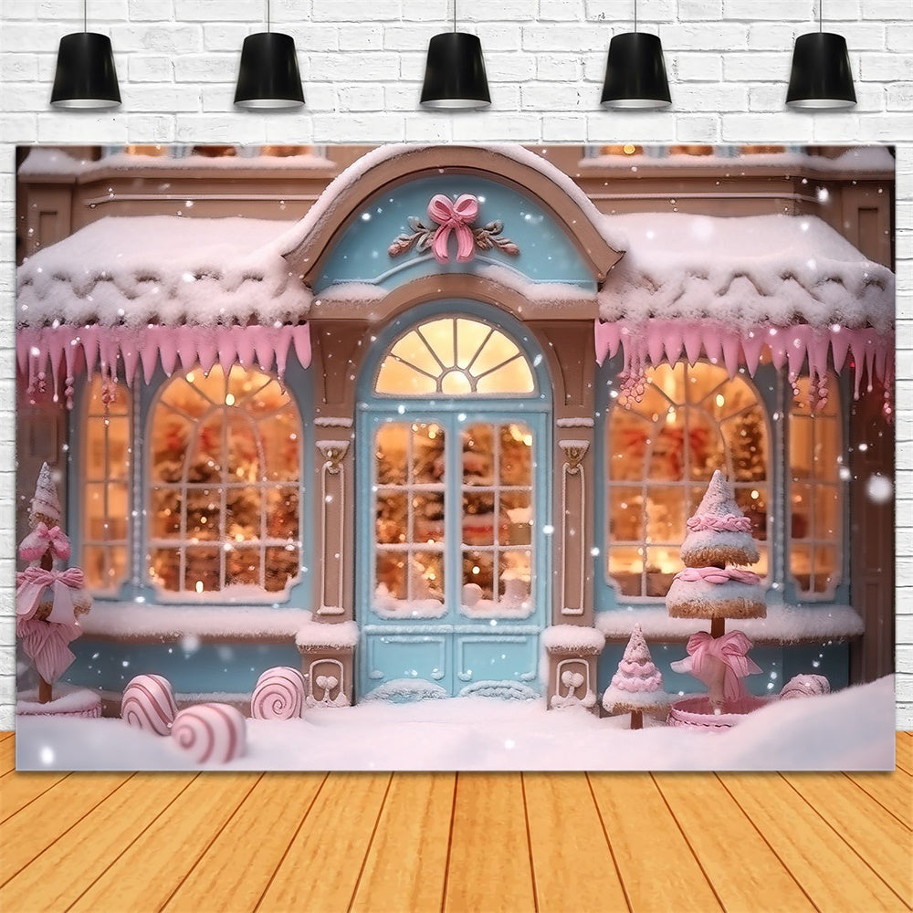 Pink Candy Store Snowflake Christmas Backdrop RR7-834