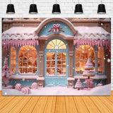 Pink Candy Store Snowflake Christmas Backdrop RR7-834