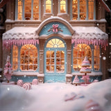 Pink Candy Store Snowflake Christmas Backdrop RR7-834