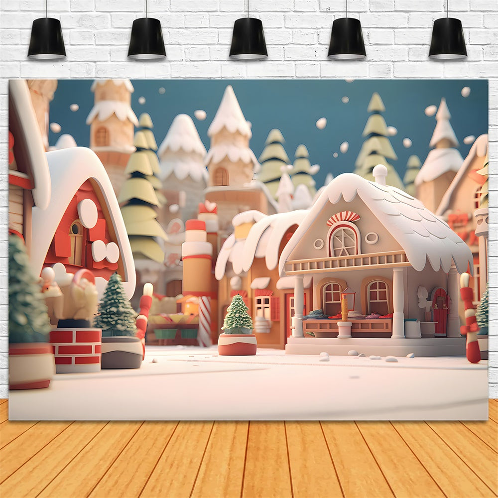 Gingerbread Houses Christmas Tree Backdrop RR7-835