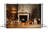 Christmas Tree Fireplace Candles Backdrop RR7-836