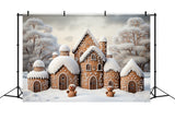 Christmas Snowy Gingerbread House Backdrop RR7-837