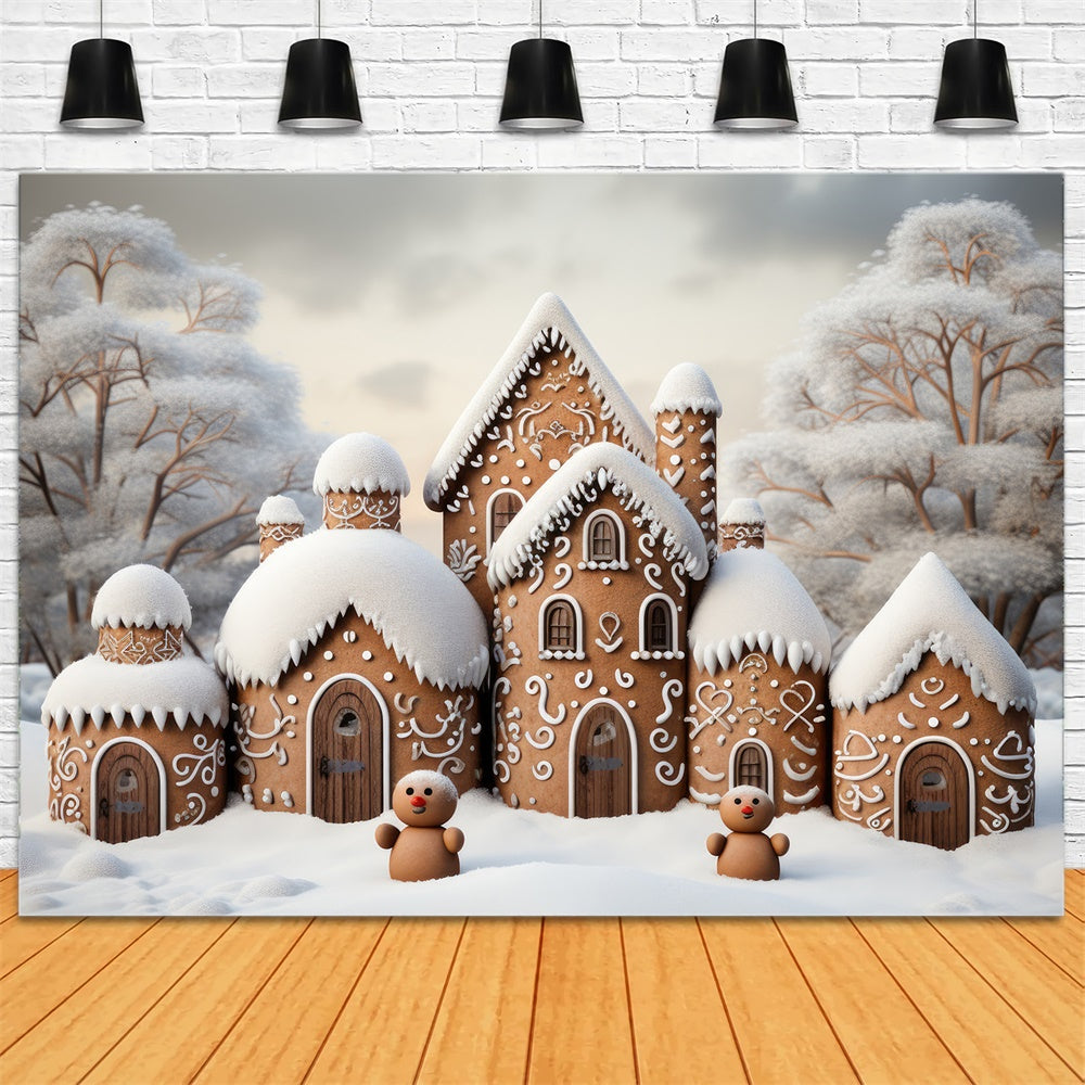 Christmas Snowy Gingerbread House Backdrop RR7-837