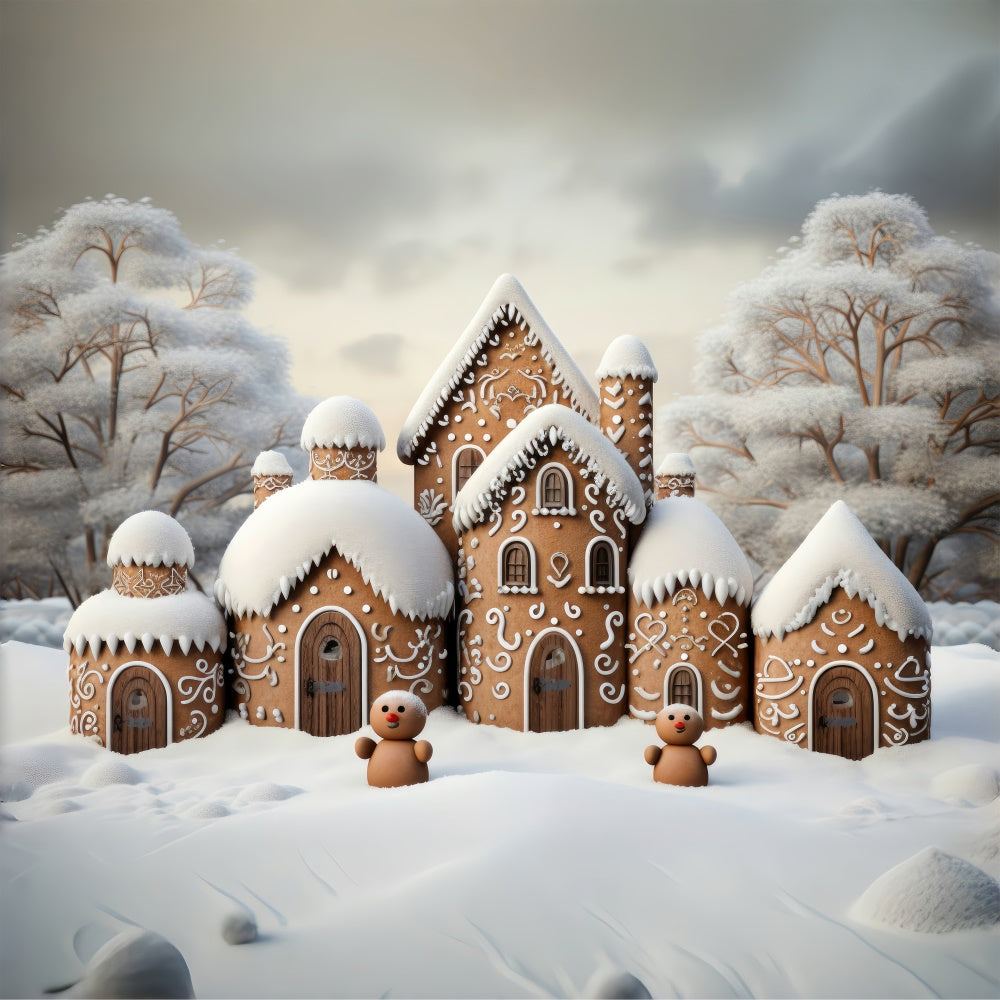 Christmas Snowy Gingerbread House Backdrop RR7-837