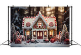 Christmas Snow Forest Candy House Backdrop RR7-838