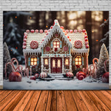 Christmas Snow Forest Candy House Backdrop RR7-838