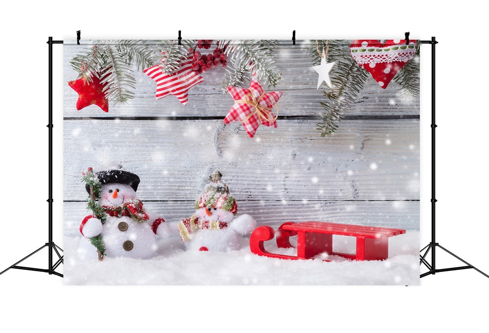 Snowman Christmas Decorations Wood Backdrop RR7-842