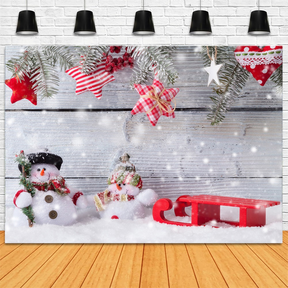 Snowman Christmas Decorations Wood Backdrop RR7-842