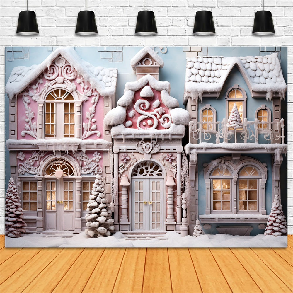 Christmas Tree Snow Candy House Backdrop RR7-844