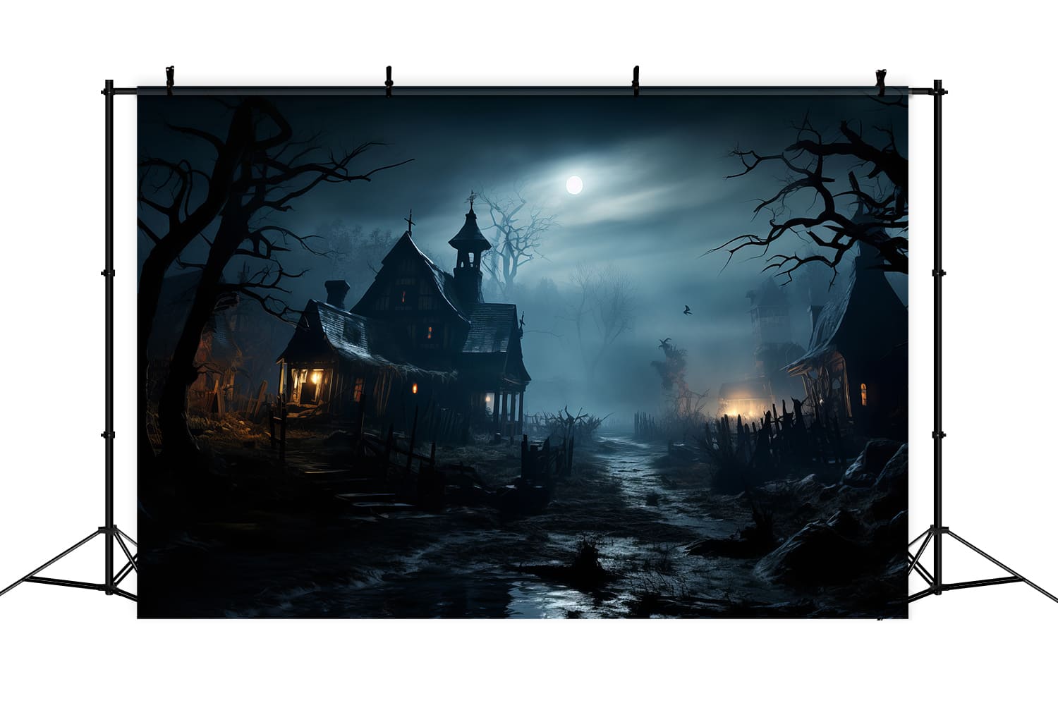 Halloween Spooky Night Haunted House Backdrop RR7-85