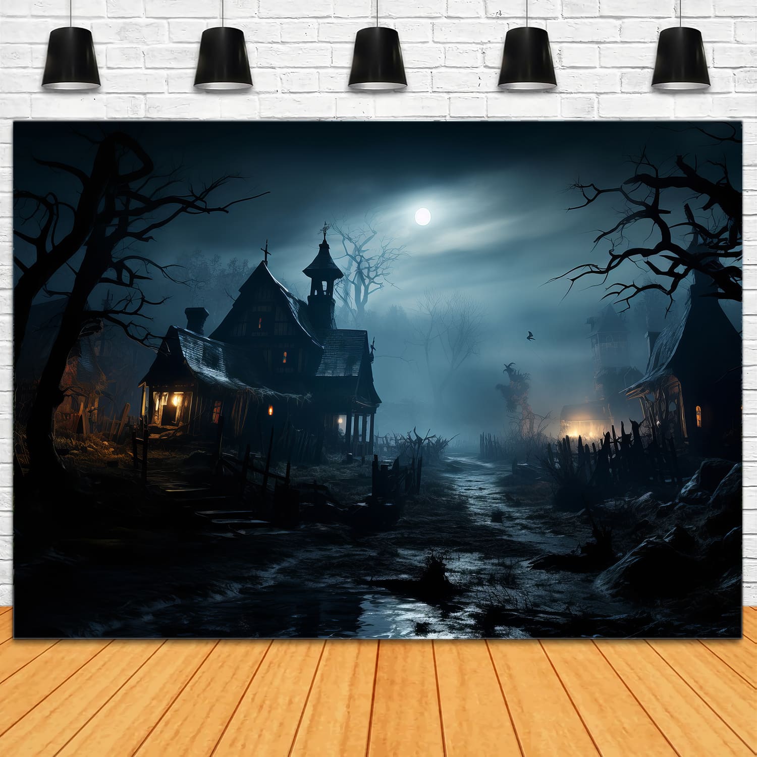 Halloween Spooky Night Haunted House Backdrop RR7-85