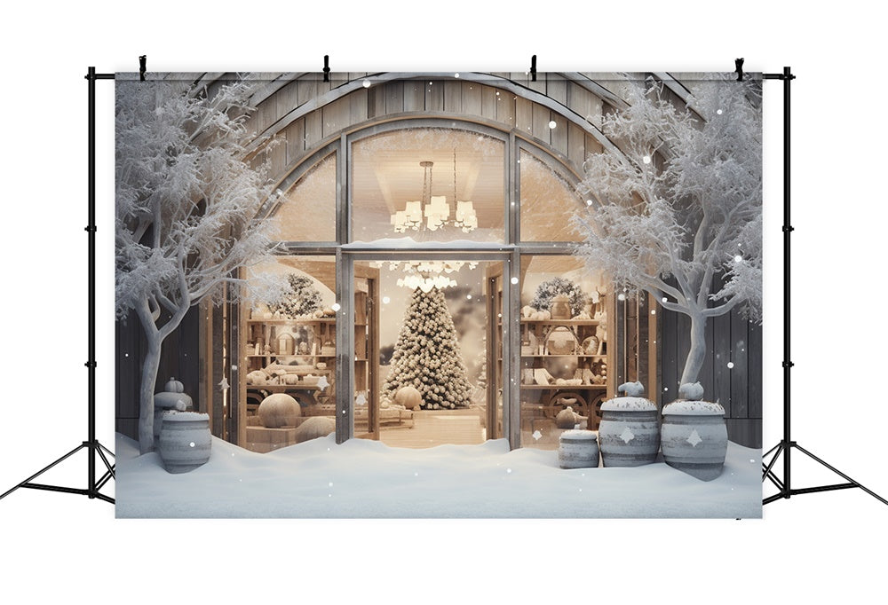 Christmas Shop Window Snow Scenery Backdrop RR7-851