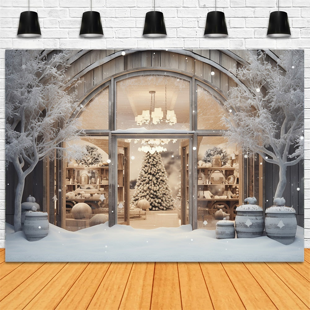 Christmas Shop Window Snow Scenery Backdrop RR7-851