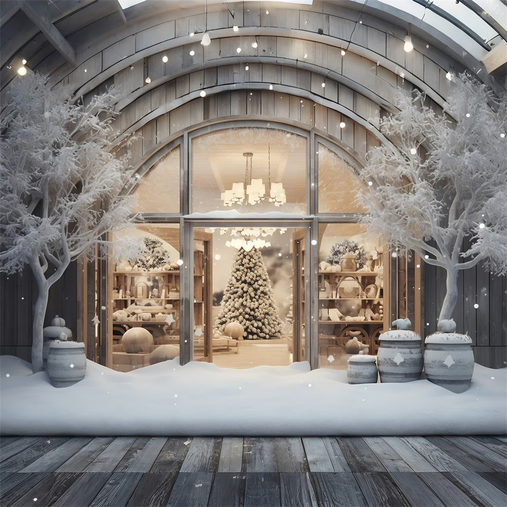 Christmas Shop Window Snow Scenery Backdrop RR7-851