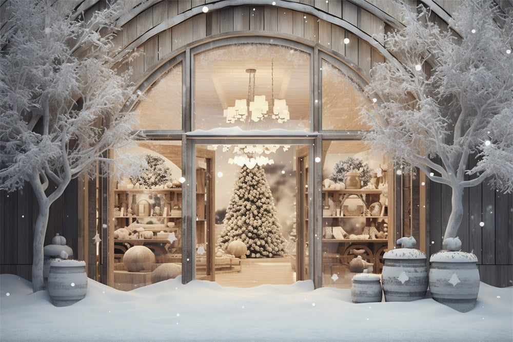 Christmas Shop Window Snow Scenery Backdrop RR7-851