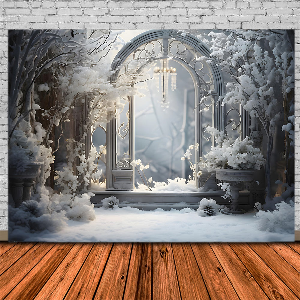 Christmas Tree Snow Wonderland Backdrop RR7-852