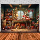 Christmas Santa Claus House Room Backdrop RR7-853