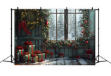 Christmas Gift Boxes Room Window Backdrop RR7-854