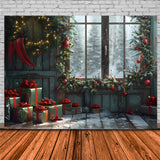 Christmas Gift Boxes Room Window Backdrop RR7-854