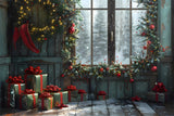 Christmas Gift Boxes Room Window Backdrop RR7-854