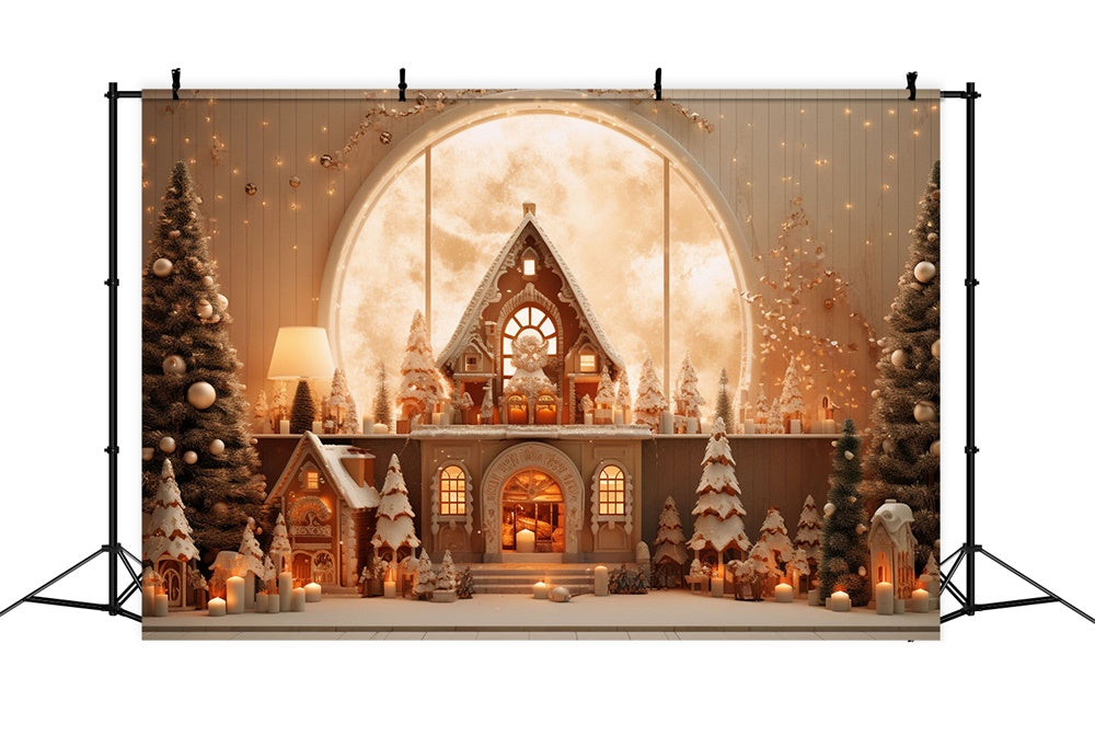 Christmas Trees Gingerbread House Backdrop RR7-855