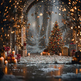 Christmas Balls Tree Candles Bokeh Backdrop RR7-859