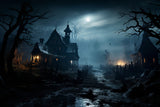 Halloween Spooky Night Haunted House Backdrop RR7-85