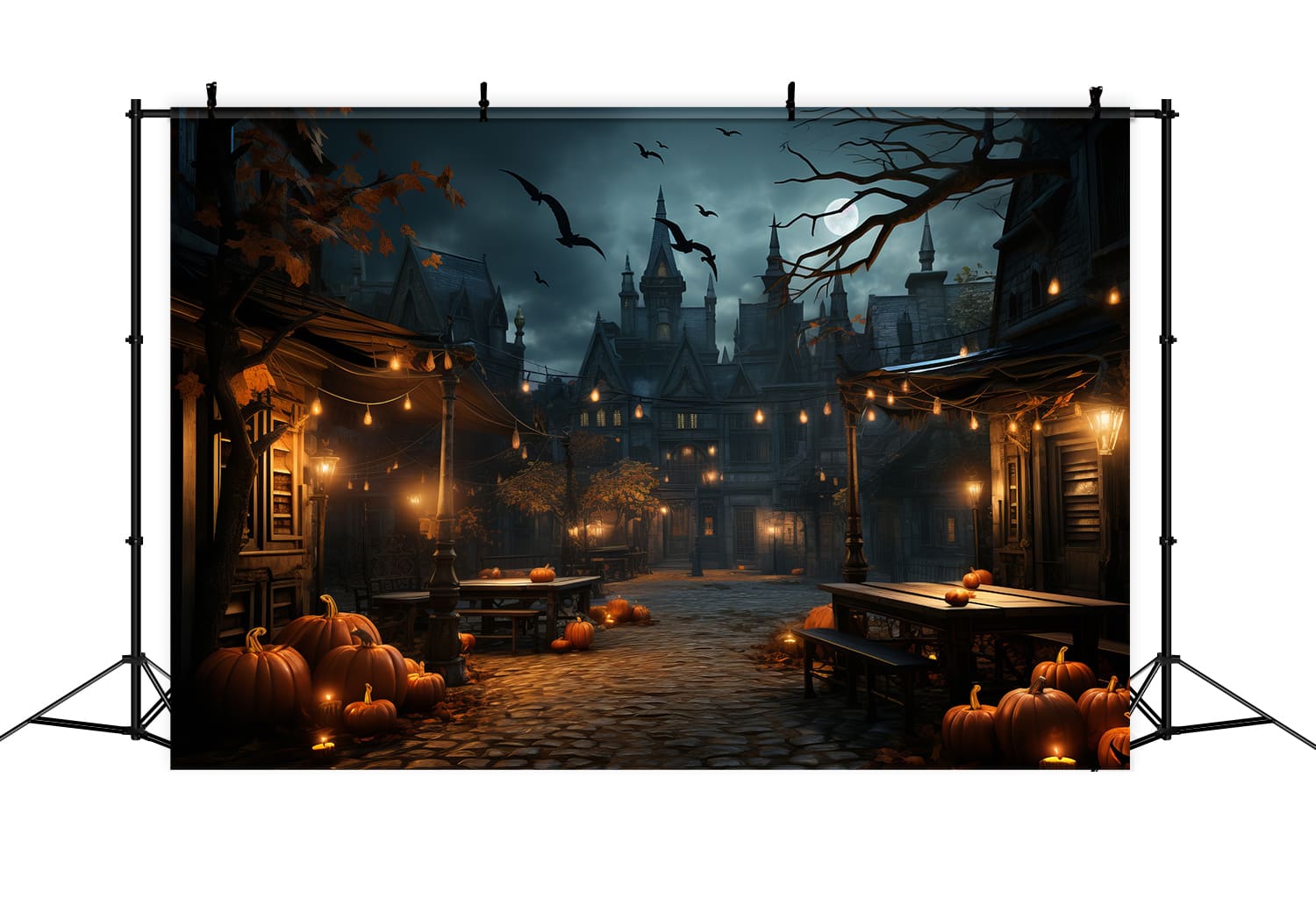 Halloween Night Pumpkin Lanterns Backdrop RR7-86