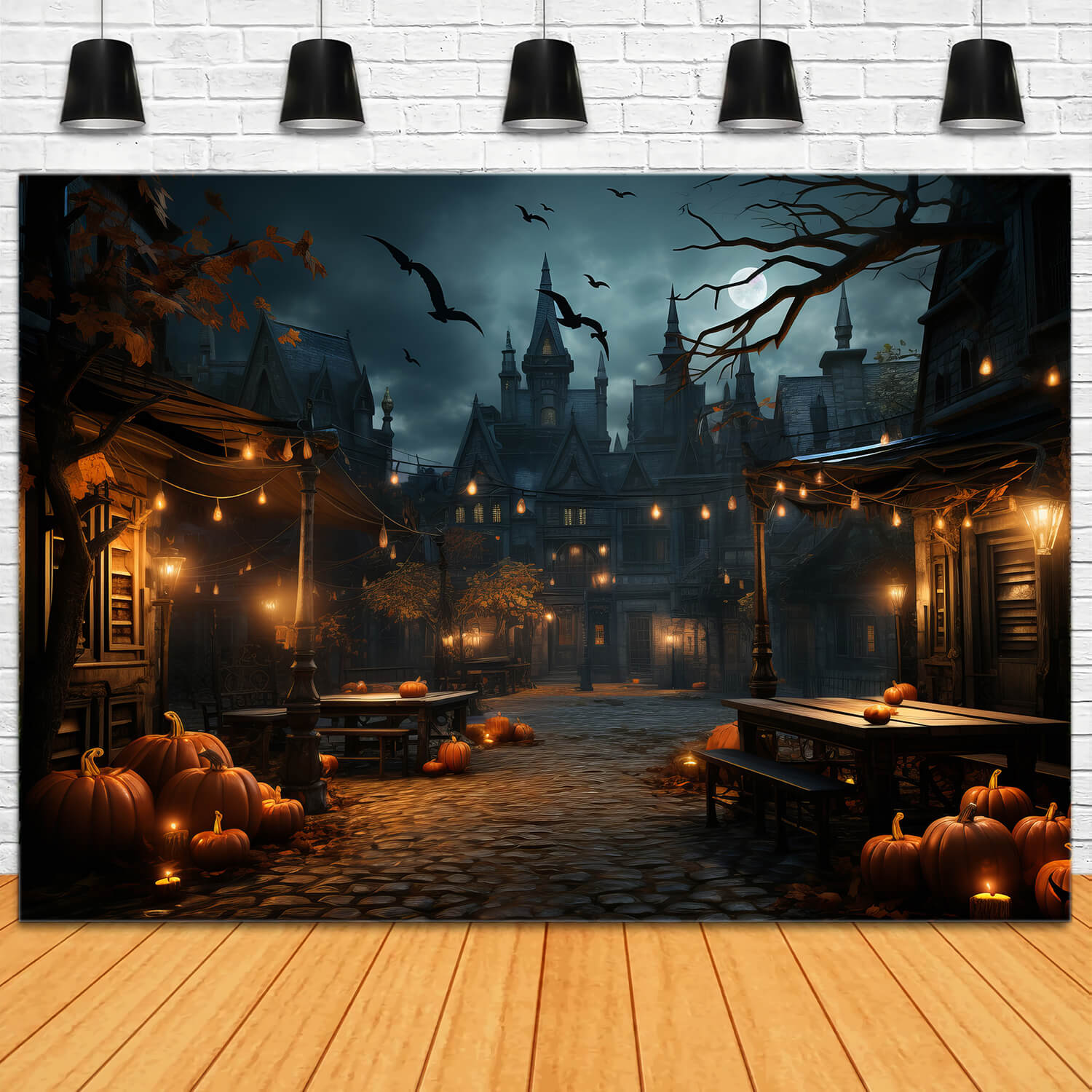 Halloween Night Pumpkin Lanterns Backdrop RR7-86