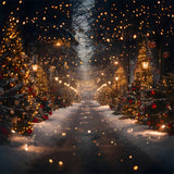 Glittering Christmas Tree Snow Road Backdrop RR7-860