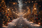 Glittering Christmas Tree Snow Road Backdrop RR7-860