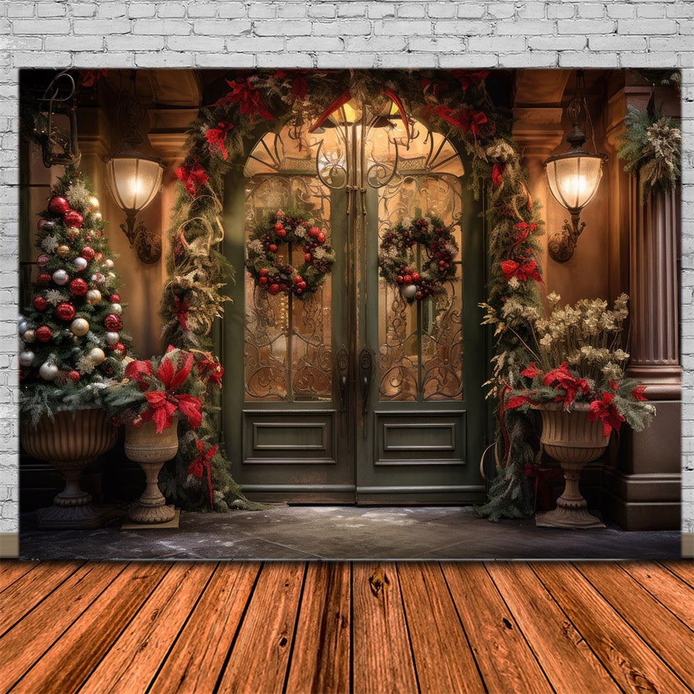 Christmas Tree Garland Front Door Backdrop RR7-863