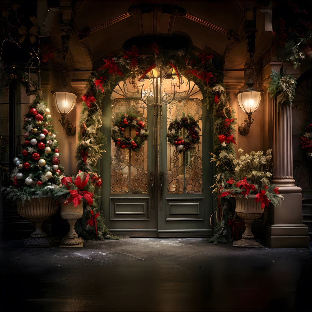 Christmas Tree Garland Front Door Backdrop RR7-863