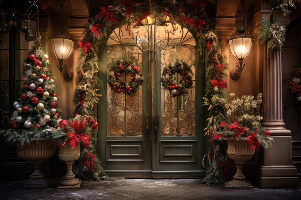 Christmas Tree Garland Front Door Backdrop RR7-863