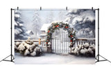 Snowy Forest Christmas Garland Backdrop RR7-866