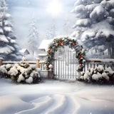 Snowy Forest Christmas Garland Backdrop RR7-866