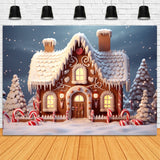 Christmas Tree Snow Gingerbread House Backdrop RR7-873