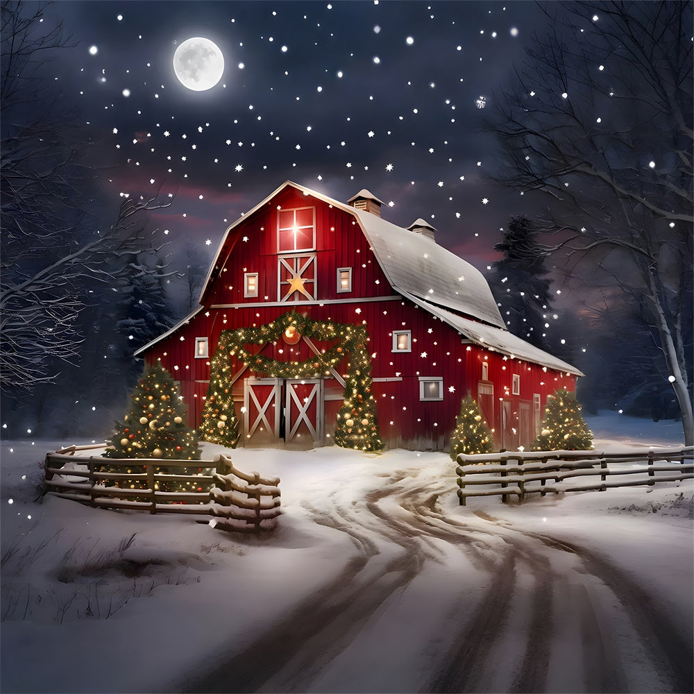 Twinkling Starts Christmas Tree House Backdrop RR7-874