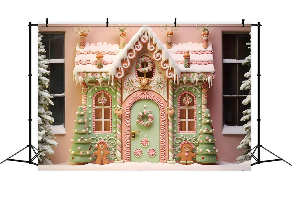 Gingerbread Candy House Christmas Backdrop RR7-875