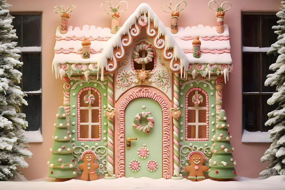 Gingerbread Candy House Christmas Backdrop RR7-875