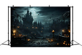 Halloween Haunted Castle Candles Backdrop RR7-89