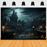 Halloween Haunted Castle Candles Backdrop RR7-89