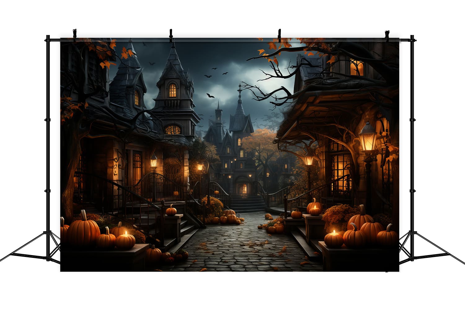 Pumpkin Lanterns Halloween Photography Backdrop RR7-93