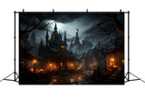 Halloween Spooky Castle Lanterns Backdrop RR7-94