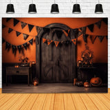 Halloween Pumpkin Lantern Black Door Backdrop RR7-95