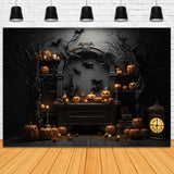 Halloween Witch House Evil Pumpkins Backdrop RR7-96